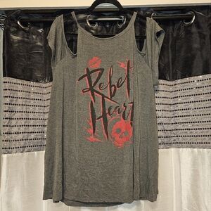 Disney Cruella Rebel Heart Super Soft Cold Shoulder Top from Torrid